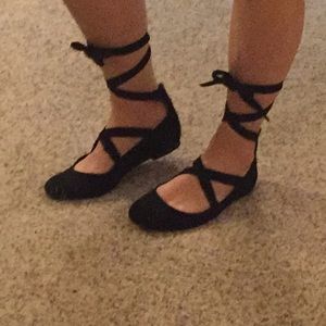 Black ballet flats w/ straps